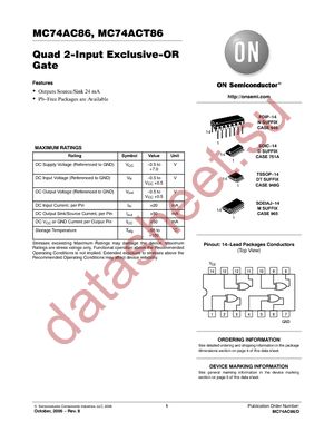 MC74ACT86DTR2G datasheet  